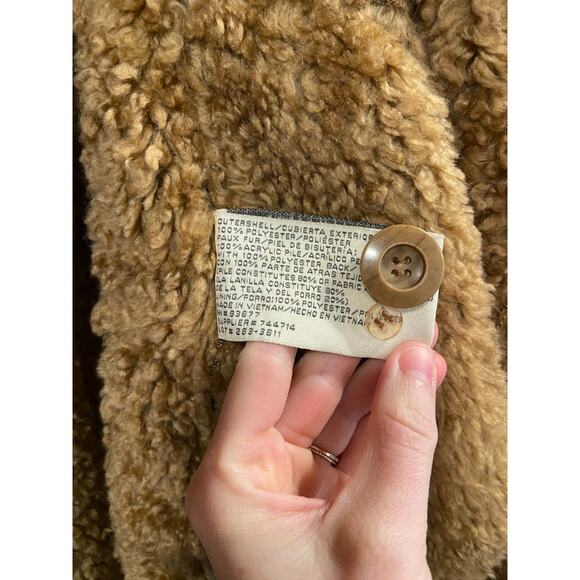 St Johns Bay Pennylane Coat Womens M Brown Washable Faux Suede Sherpa Hooded - Picture 5 of 8